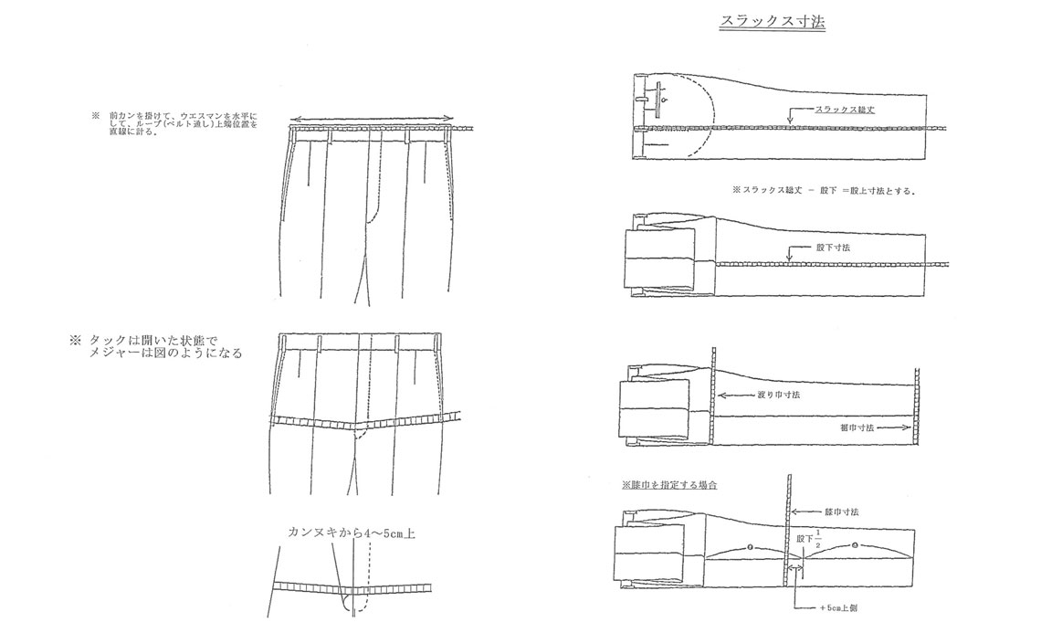 パンツの採寸方法